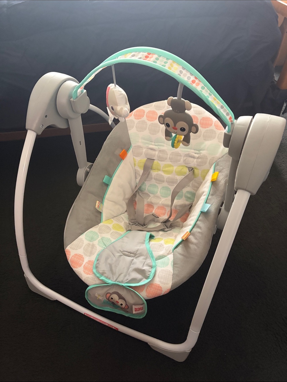 Fisher-Price Gray & Pastel Dot Infant Swing with Toy Bar